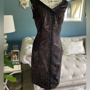 Elegant black, damask shift dress